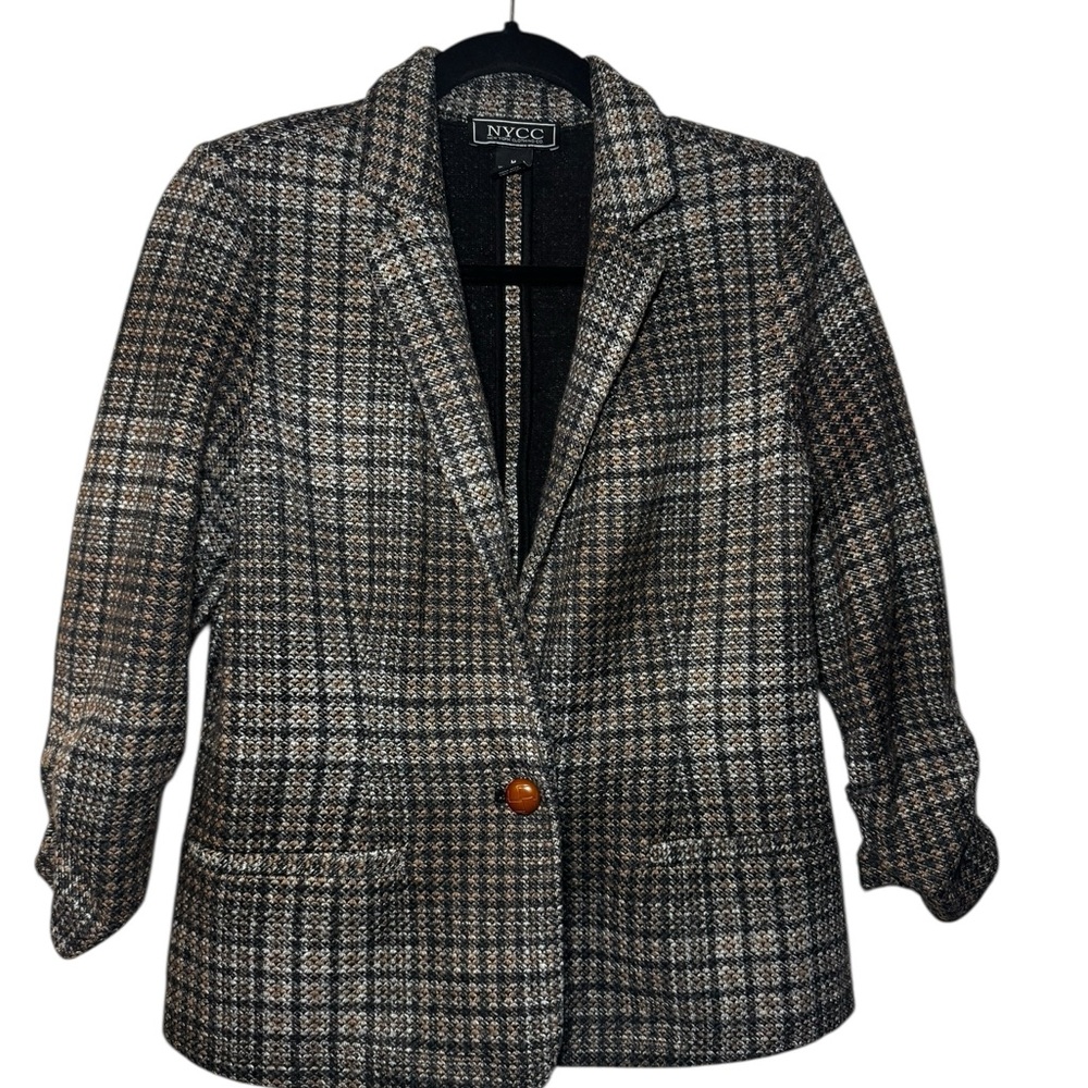 NYCC Women's Elegant Checkered Blazer